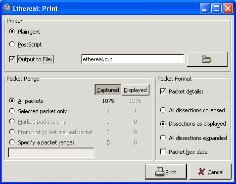 normal print dialog